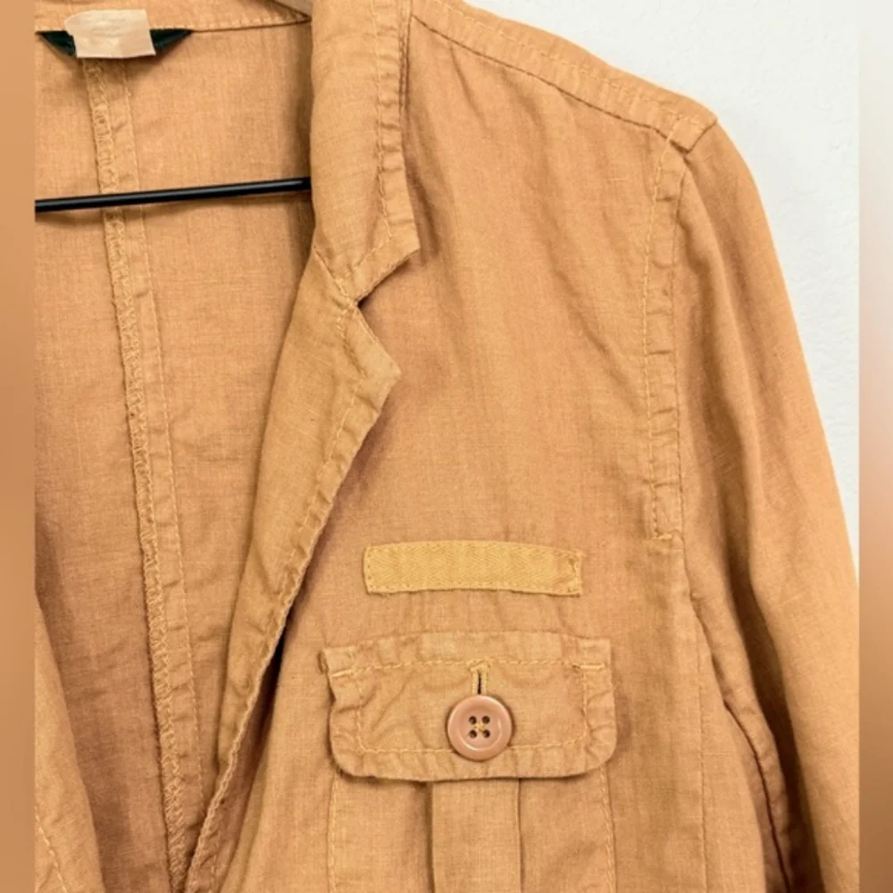 J Crew Natural Linen Vintage Safari Blazer, Pocket Utility Jacket - Picture 5 of 13